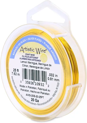 Miniatura 88 de Artistic Wire, alambre para manualidades de calibre 22 bañado en plata, resistente a las manchas, color cobre, blanco, 9,1 m