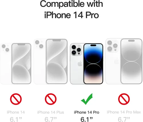 Miniatura 2 de JETech Funda magnética para iPhone 14 Pro de 6.1 pulgadas, compatible con carga inalámbrica MagSafe, a prueba de golpes, parte trasera transparente