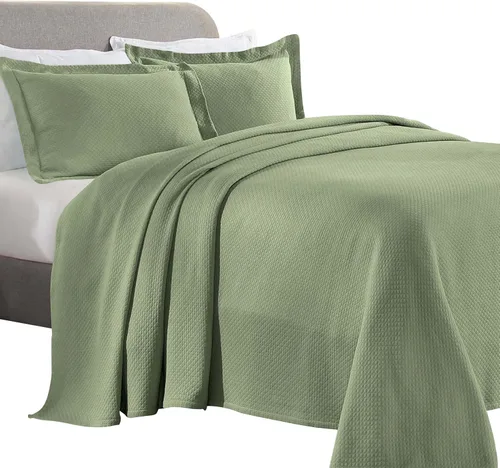 Miniatura 19 de Cubrecama doble Superior Diamond Solitaire de algodón de primera calidad Jacquard Matelassé con fundas de almohada a tono, color aguamarina, Blanco