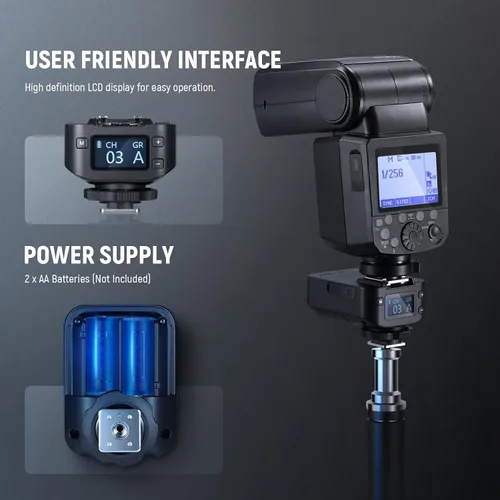 Miniatura 7 de NEEWER Receptor flash inalámbrico QR 2.4G para NEEWER QPRO-C, QPRO-N, QPRO-S, contacto único con puerto de sincronización de 0.098 in, zapatos