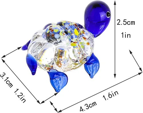 Miniatura 3 de HDCRYSTALGIFTS Juego de 6, figuras de tortuga marina de vidrio soplado a mano de 1.5 pulgadas, tortuga de vidrio en miniatura, colección de animales