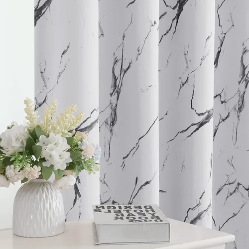 Miniatura 17 de H.VERSAILTEX Cortinas 100% opacas de 63 pulgadas de largo, juego de 2 paneles de cortinas estampadas con aislamiento térmico para dormitorio