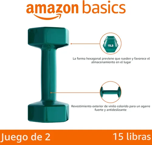 Miniatura 2 de Amazon Basics - Mancuernas con revestimiento de vinilo para mano