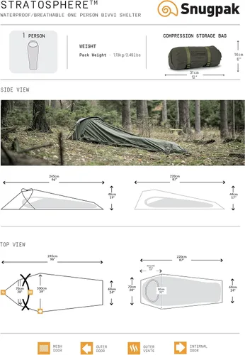 Miniatura 9 de Snugpak Estratosfera Refugio 1 persona 196.850 in 100% impermeable exterior
