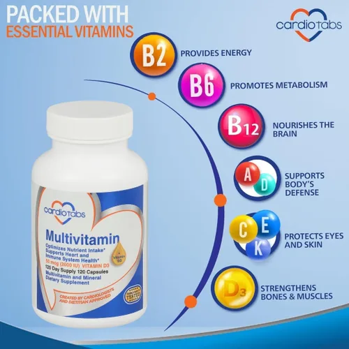 Miniatura 4 de Multivitamínico - Suplementos para el corazón y la inmunidad para hombres y mujeres, multivitamínico para hombres y mujeres, con minerales complejo