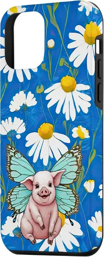 Miniatura 2 de Adorable pig piglet with butterfly wIngs daisy flower sweet Case for iPhone 12 mini