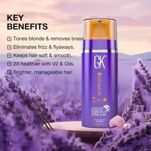 Miniatura 9 de GK Hair Global Keratin Leave In Bombshell - Acondicionador de crema morada, 3.4 onzas líquidas, unisex, crema