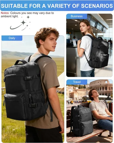Miniatura 8 de winspansy Mochila de viaje esencial de viaje con bomba de aire, bolsas de compresión para viajes, transporte aprobado por vuelo, mochila