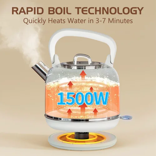 Miniatura 2 de Hervidor de té eléctrico, 1500 W para agua hirviendo, hervidor de té de acero inoxidable de grado alimenticio de 2 litros con mango ergonómico