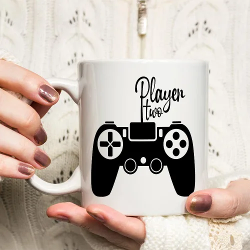 Miniatura 2 de Fatbaby Taza para parejas Player One Player Two Gamer, regalos para parejas, regalos para novio, novia, día de San Valentín, aniversario, Jugador 1