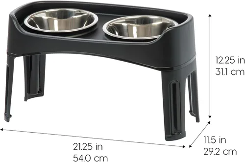 Miniatura 2 de IRIS USA Cuencos elevados para perros, soporte ajustable, estación de alimentación elevada con 2 cuencos de acero inoxidable de 64 onzas, protector