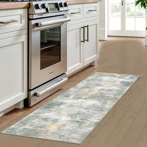 Miniatura 606 de IOHOUZE Alfombra abstracta lavable de 3 x 12 pies para pasillos, antideslizante para cocina, camino de entrada de lana sintética para interiores