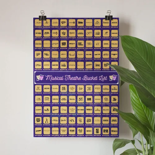 Miniatura 5 de Póster para raspar con 100 espectáculos de teatro musical, regalo para fanáticos del teatro musical y amantes de Broadway, 23 x 17 pulgadas