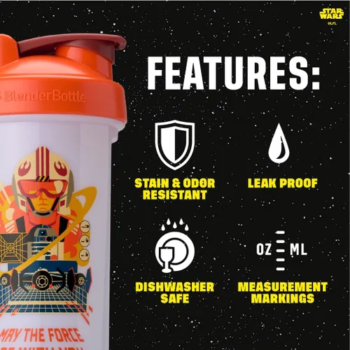 Miniatura 4 de BlenderBottle Star Wars Shaker Bottle Pro Series perfecta para batidos de proteínas y antes del entrenamiento, May the Force Be With You, 28 onzas