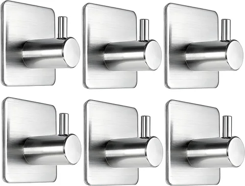 Miniatura 11 de Fotosnow Ganchos adhesivos negros para toallas, ganchos de pared resistentes para puerta de baño, cocina, paquete de 4