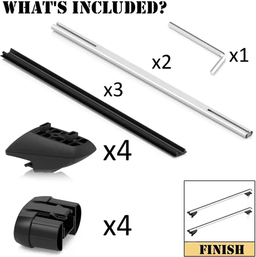 Miniatura 6 de COWVIE Barras transversales de techo de aluminio de 47 pulgadas para rieles laterales elevados, barras de carga ajustables, capacidad de 165 LBS