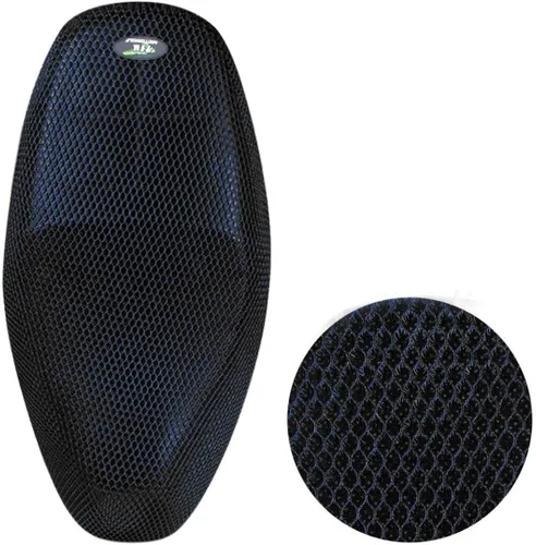 Miniatura 2 de Funda de Asiento para Motocicleta Scooter Ciclomotor Cojín Antideslizante de Asiento Tela de Malla Espaciadora 3D (XXL, Negro Azul)