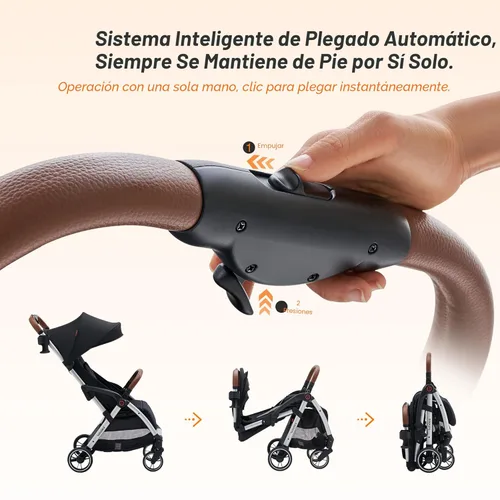 Miniatura 2 de Babideal Cochecito de viaje ligero para bebé, cochecito auto plegable con toldo grande, asiento reclinable operado con una mano, soporte para tazas