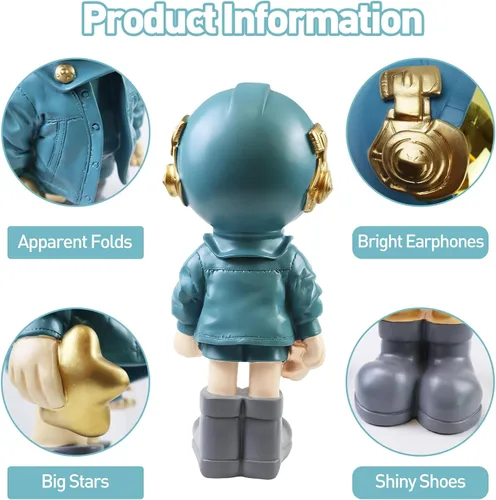 Miniatura 5 de Estatuas de astronauta Dosker, escultura de hombre espacial de poliresina, regalos de arte en azul claro, adorno de figura para decoración