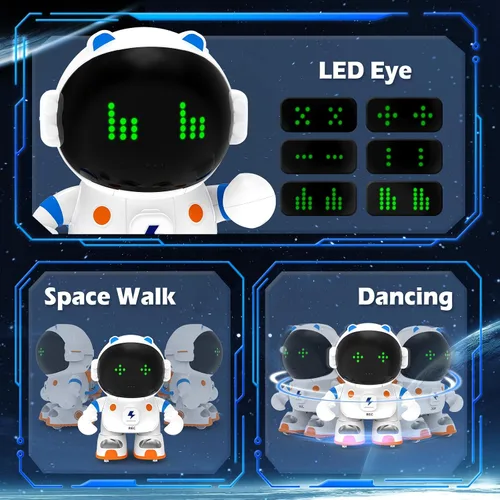 Miniatura 2 de KaeKid Robots astronautas para niños, robótico parlante inteligente con sensor táctil, control de voz, reconocimiento de voz, cantar, bailar