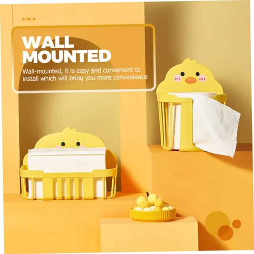Miniatura 5 de Uonlytech Soporte para toallas de papel amarillo, 2 piezas, soporte de papel higiénico, estante de pañuelos para baño, soporte para pañuelos montado