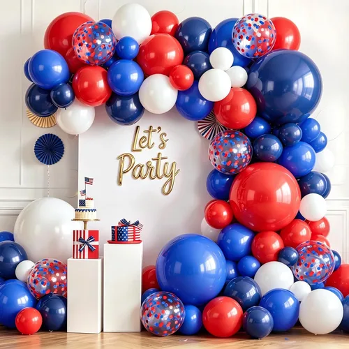 Miniatura 11 de Kit de guirnalda de globos azul polvoriento, azul niebla, azul real, azul pastel, arena, blanco, dorado metálico, globos de látex para despedida