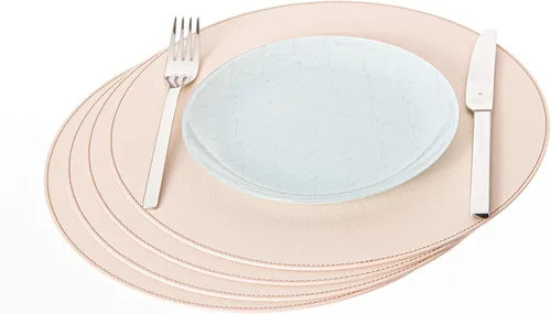Miniatura 7 de Nikalaz Nikalaz - Juego de 4 manteles individuales redondos de cuero reciclado de 15 pulgadas, decoración de mesa de comedor y cocina (negro)