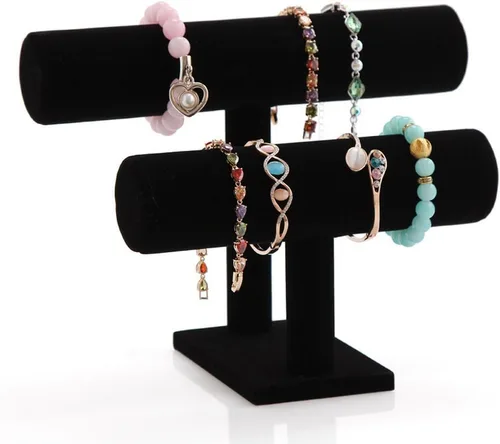 Miniatura 7 de Wudygirl Soporte de terciopelo para pulsera, 2 soportes para joyas, organizador para pulseras, relojes, collares, regalo para niñas y mujeres