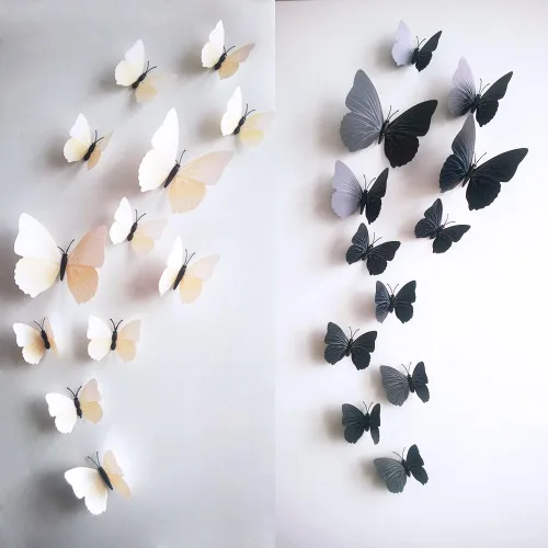 Miniatura 6 de Amaonm - 120 calcomanías de pared de mariposas en 3D, 10 colores, removibles, bricolaje, calcomanías de pared para habitación de niños y niñas