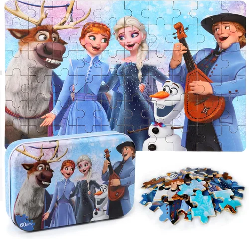 Miniatura 11 de MZZOTOY - Rompecabezas para niños de 4 a 8 años, 60 piezas, para niños de 3 a 5 años, en una caja de metal, rompecabezas educativos para niñas