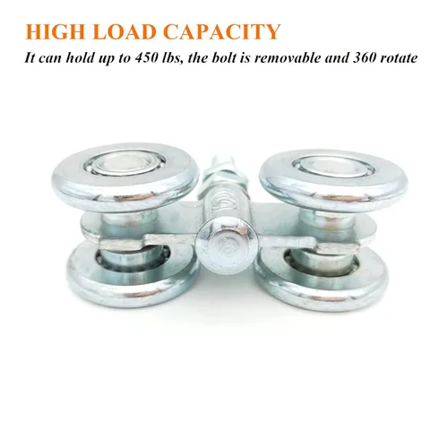 Miniatura 6 de 2 unids ruedas de rodillos de pista Heavy Duty Trolley Asamblea Rodillos silenciosos Rueda Estable Carro de rodillos soldados usado para granero