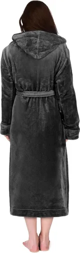Miniatura 2 de NY Threads - Bata de baño de vellón con capucha para mujer, larga y afelpada