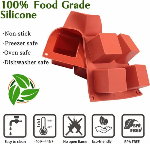 Miniatura 4 de JOERSH Molde de silicona para pastel en forma de cubo Molde cuadrado 3D de mini mousse de 2 x 2 x 2 pulgadas, moldes de postre francés