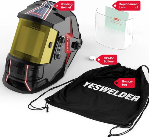 Miniatura 2 de YESWELDER - Casco de soldadura con pantalla grande de visualización de 3.93"X3.66", color real, energía solar, oscurecimiento automático, con sombra