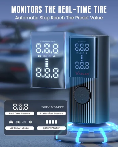 Miniatura 4 de Inflador de neumáticos, compresor de aire portátil para neumáticos de automóvil, batería de 150 PSI y 20000 mAh, bomba de neumáticos inalámbrica