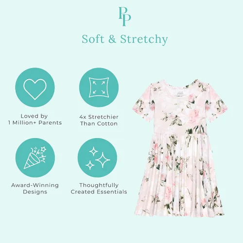 Miniatura 12 de Posh Peanut - Vestidos para niñas – Vestido suave para niña hecho con viscosa de bambú – Vestidos de otoño, primavera y verano para niñas