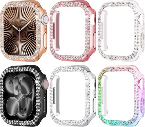 Miniatura 10 de FULLIFE Paquete de 6 para Apple Watch Ultra 3/2/1 Serie de estuches 11 10 9 8 7 6 5 4 3 2 1 SE3 49/45/44/42/41/40/38 mm Cubierta de cara con cara