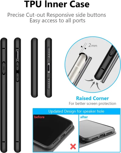 Miniatura 5 de OCASE Funda tipo cartera compatible con iPhone 11 con tarjetero y soporte para tarjetas, funda de piel sintética con función atril y cierre Verde