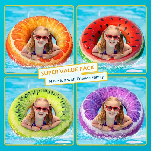Miniatura 3 de Jasonwell Flotadores inflables para piscina, fiesta, lago, playa, niños y adultos, paquete de 4 flotadores, tubos de piscina, anillos de natación