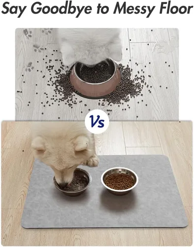 Miniatura 3 de MontVoo - Tapete Absorbente para Alimentación de Mascotas - Tapete para Mascotas Sin Manchas para Tazones de Comida y Agua - Tapete de Secado Rápido