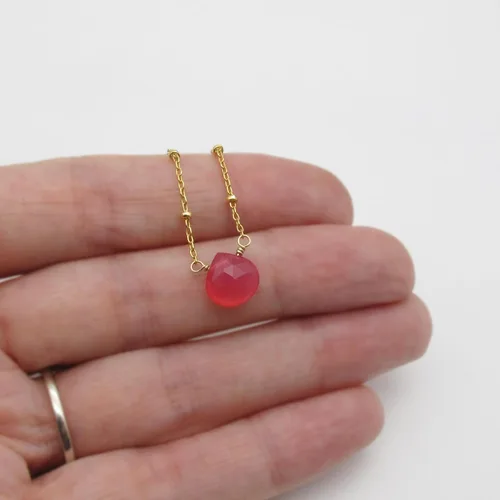 Miniatura 23 de Collar con colgante de piedra natal con piedra preciosa genuina, relleno de oro de 14 quilates, 18 pulgadas