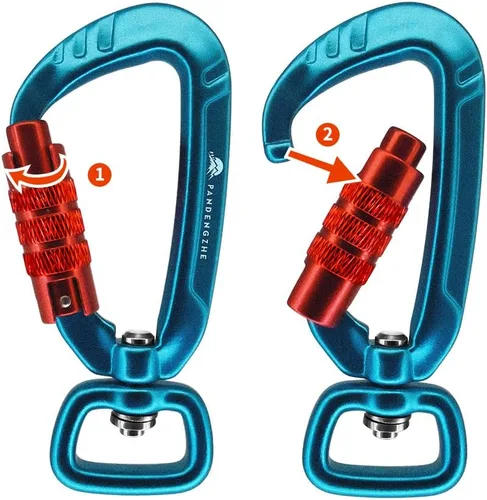 Miniatura 2 de Mosquetón con bloqueo automático de 2.5 pulgadas, 4.5KN 1011 libras con cierre giratorio para correa de perro, llavero, mochila