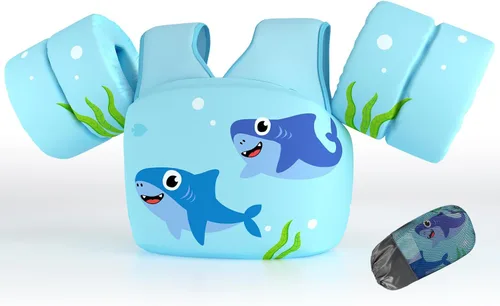 Miniatura 19 de DOOHALO Flotadores de natación para niños de 28 a 70 libras, chaleco flotante de hombro para niños de 2 a 8 años de edad, para niños y niñas, bebés