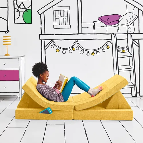 Miniatura 14 de Yourigami Sofá de juegos para niños y niños pequeños, sofá plegable convertible, diseño modular de espuma duradera, laguna azul Azul (Blue Lagoon)