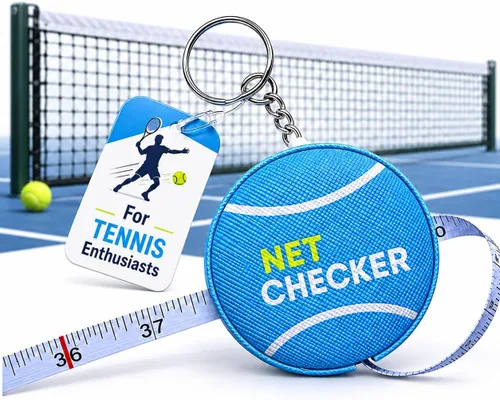 Scoring Right Net Checker - Cinta métrica de altura de red para tenis y llavero Azul