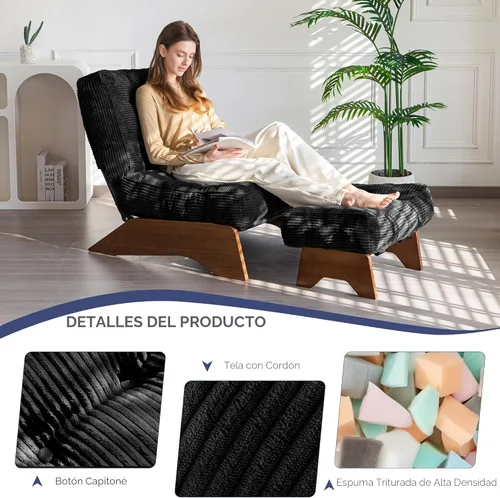 Miniatura 5 de MAXYOYO Silla de Acento con Otomán Respaldo Ajustable, Silla de Sala de Estar Capitoneada Tapizada Silla de Descanso con Conjunto de Reposapiés