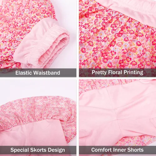 Miniatura 74 de LittleSpring Conjunto de verano para niñas con camiseta sin mangas y pantalones cortos florales