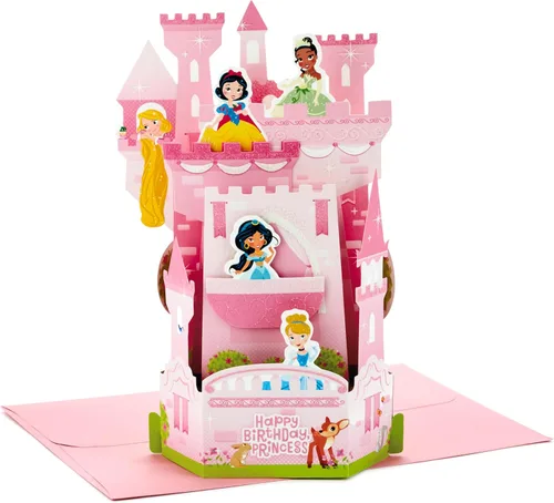 Hallmark Paper Wonder - Tarjeta de cumpleaños desplegable de princesa de Disney para niños (castillo)