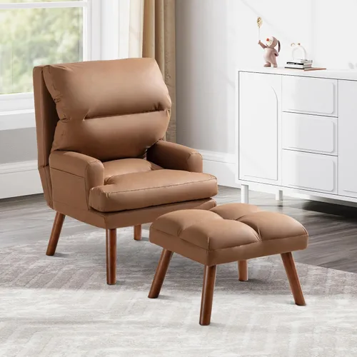 IOMOR Silla de Acento Moderna con Almacenamiento, Sillón Individual con Almohada de Respaldo Mullido, Silla Cómoda Tapizada para Sala de Estar,