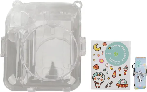 Miniatura 7 de ciciglow Funda protectora transparente para Mini 12, funda protectora de cámara rígida transparente para cámara instantánea con correa de hombro Azul